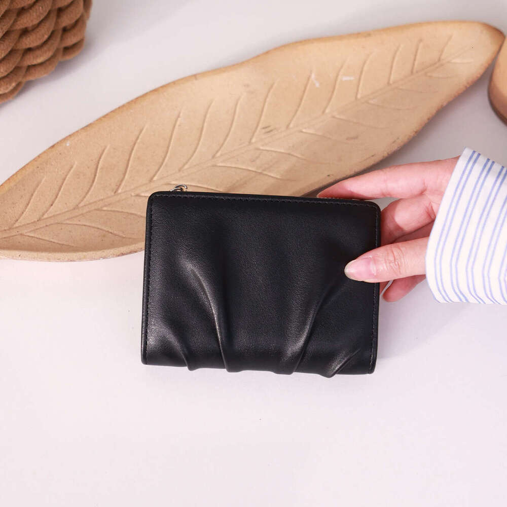 Pleated Texture Women's Short Exquisite Small Internet Celebrity Coin Purse Versatile Card Holder Student Wallet