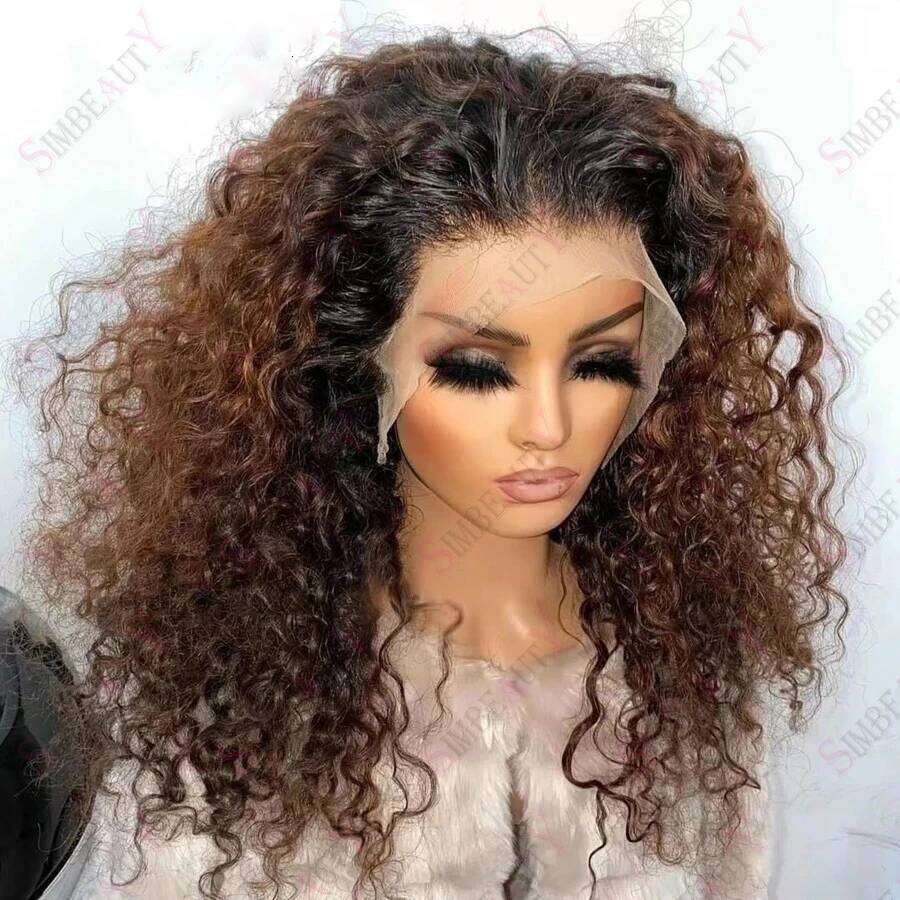 Ombre Brown Curly 5x5 Undetected Lace Human Wigs Brazilian Pre Plucked With Baby Hair For Women 5X5 Closure Wig
