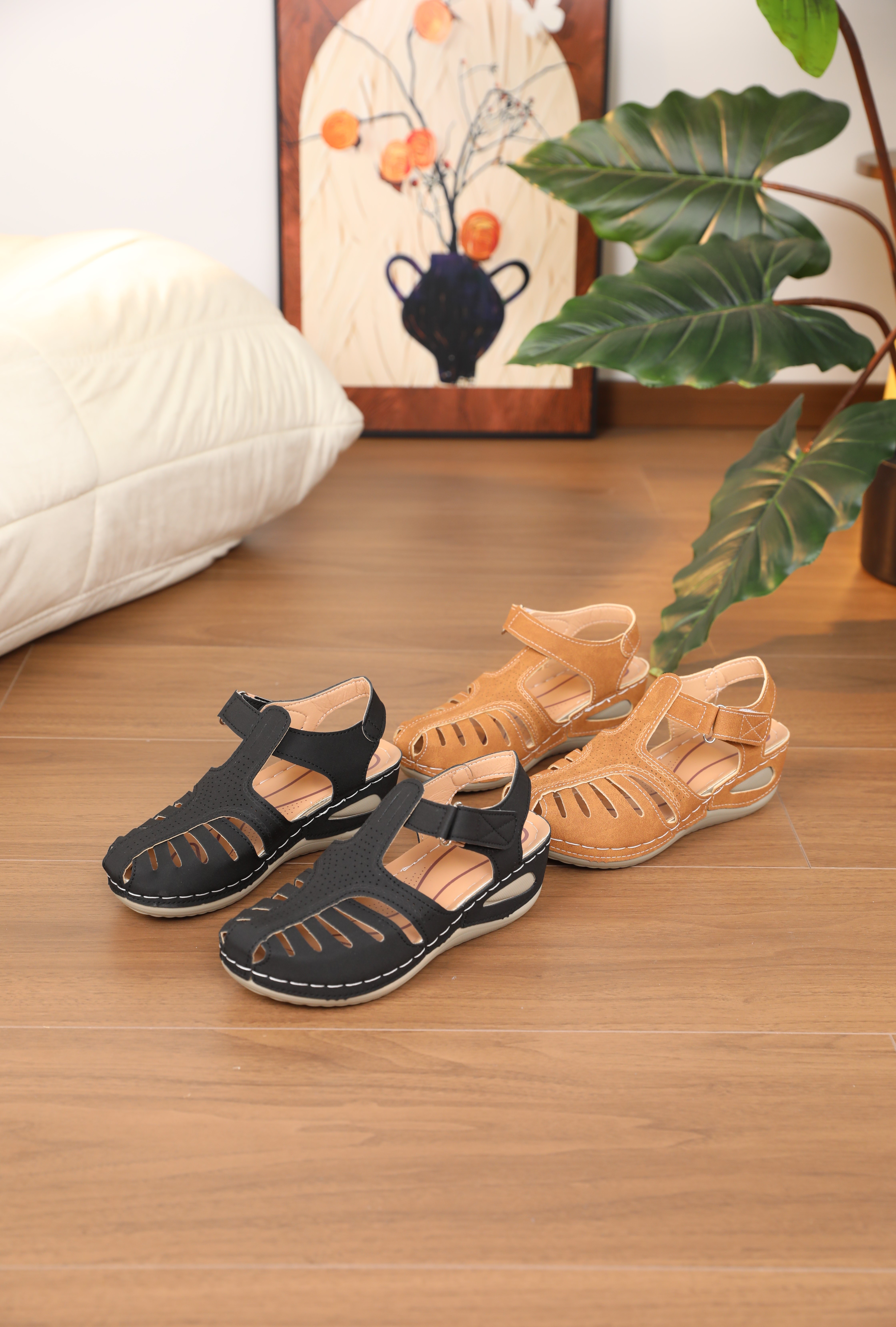 022-Women's foreign trade plus size retro toe sandals women's summer fashion classic cave shoes, thick-soled round toe oblique heel octopus 