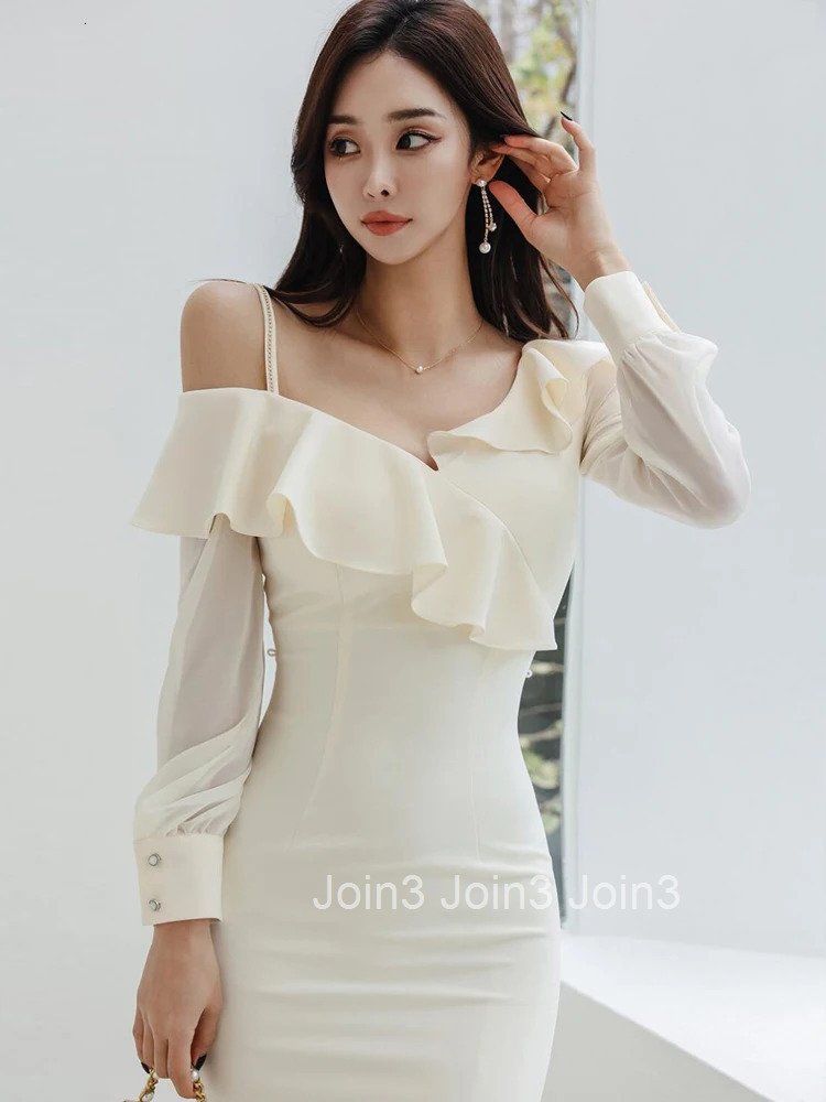 New Fashion Lady Asymmetrical Evening Dress Women Clothes Elegant Sweet Ruffle Sexy Off-Shoulder Slim Party Prom Vestidos Robe