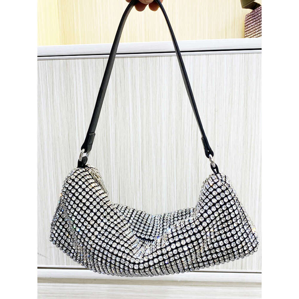 Trendsetting Rhinestone Adorned Evening Tote - Luxury Chain Shouldered Cross Body