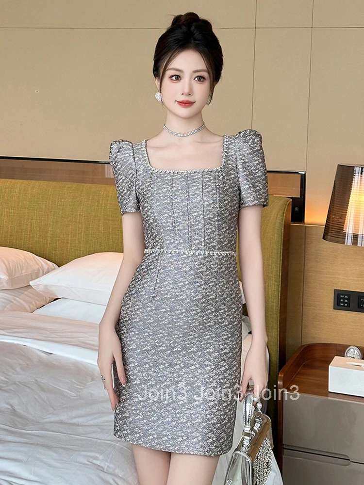 Women Clothes Vintage Sexy Square Neck Slim Mini Short Pencil Dress Elegant Luxury Ladies Fashion Party Prom Vestidos Summer New