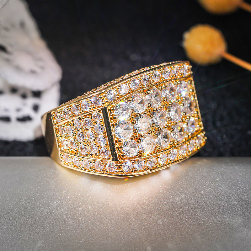 Choucong Handmade Geometric Exaggeration Punk Stunning Luxury Jewelry 18K Gold Fill Full Round 5A Zircon CZ Diamond Party Women Square Wedding Band Ri