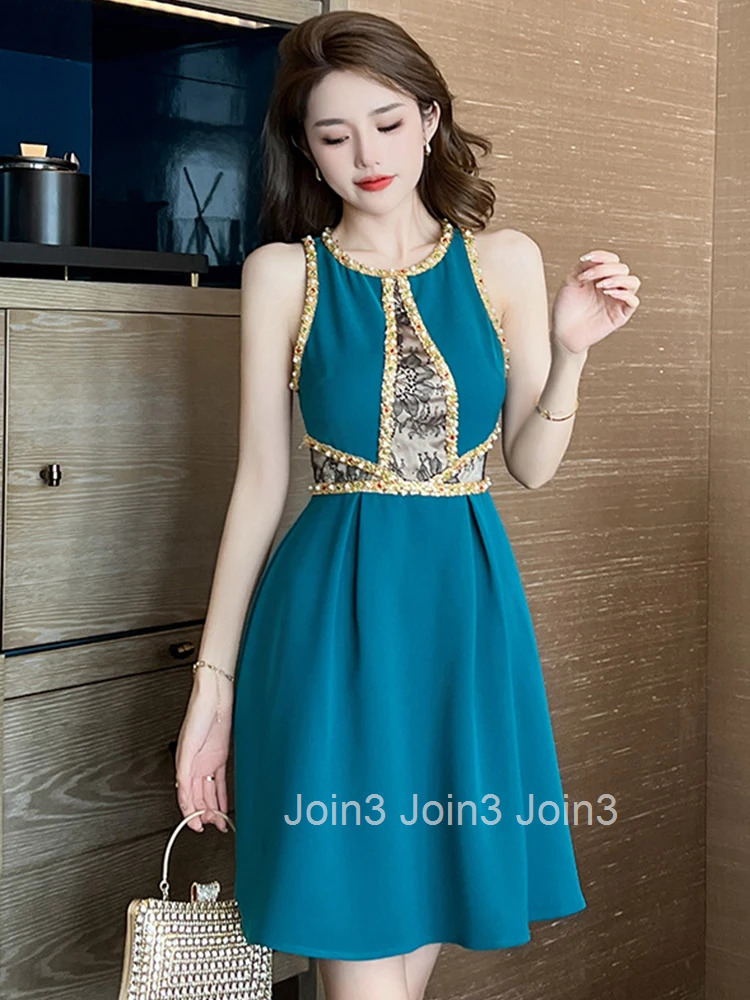 Fashion Summer Short Evening Dress Women Elegant Luxury Chic Sexy Sleeveless Slim A-Line Mini Party Prom Birthday Mujer Vestidos