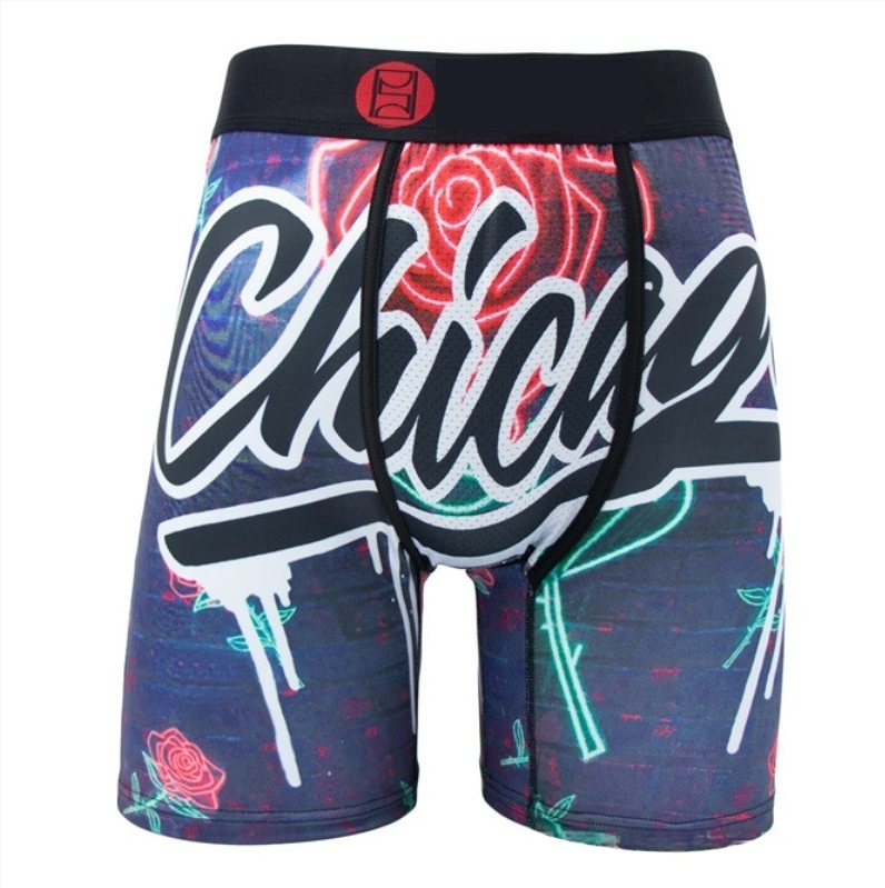 P & S & D Underpants trendy brand graphic print Men's Underwear American sport style quick-dry material for running fitness boxing Fashion extend