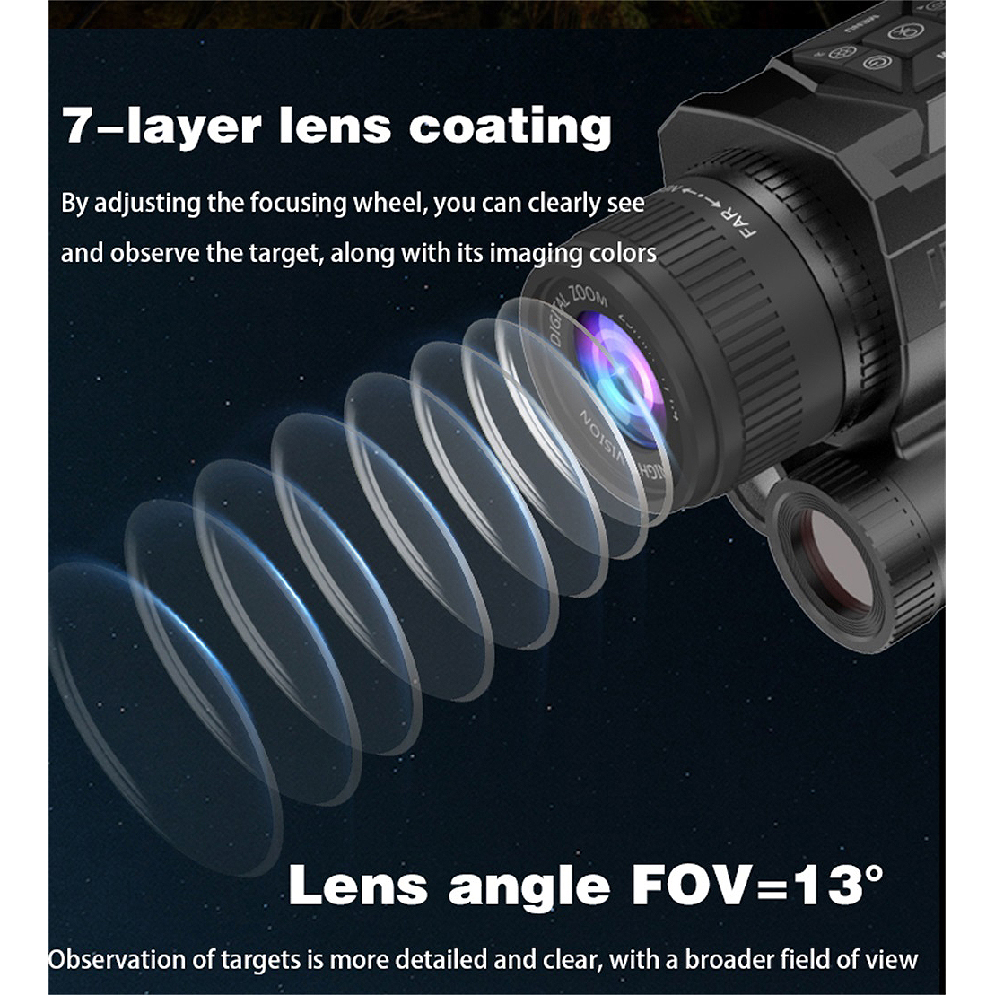 Professional Tactical Monocular Telescope Camera 40MP 4K UHD Digital Infrared Night Vision Monoculars for Hunting