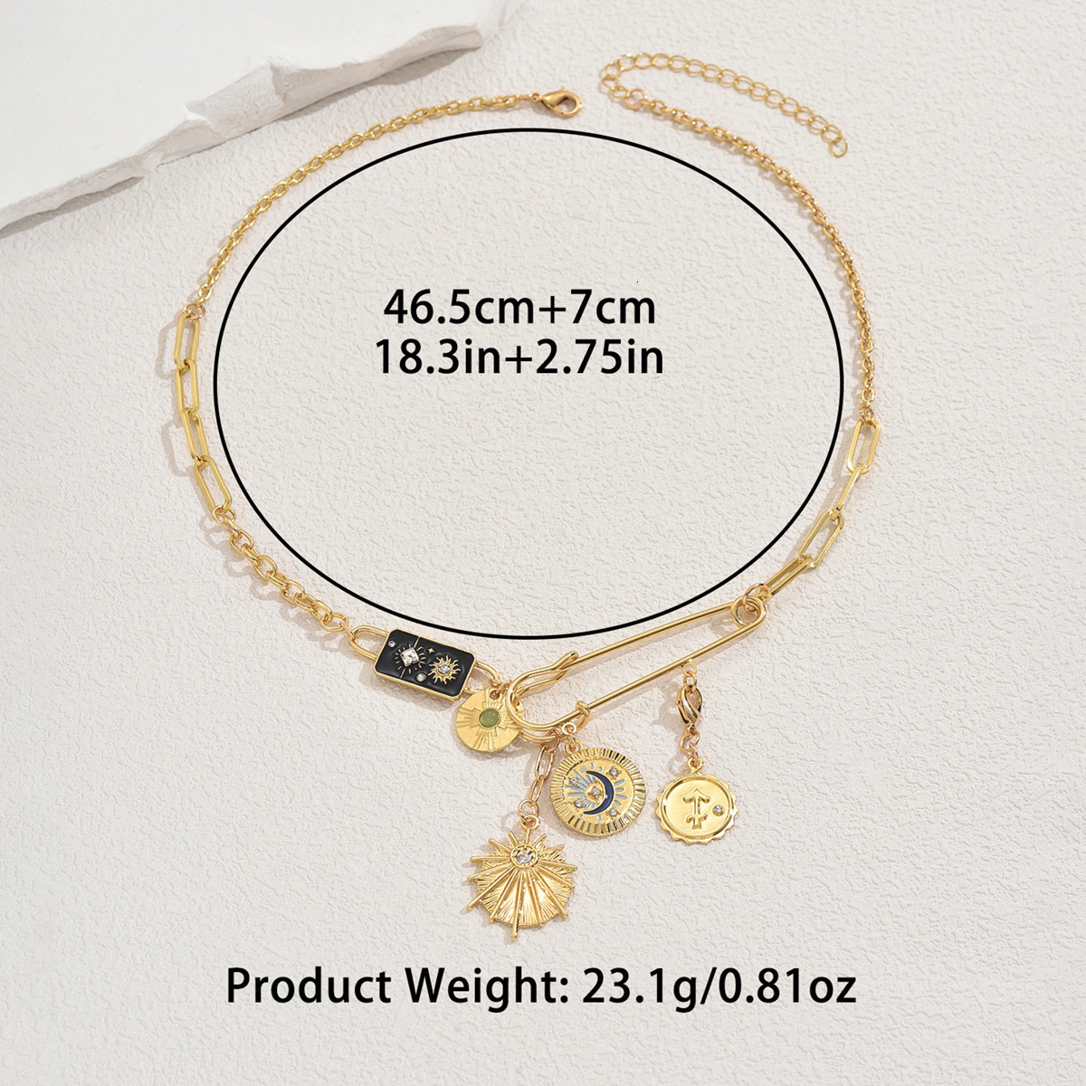 New Women's Necklace Sun Moon Flower Coin Pendant Long Clavicle Chain Fashion Accessories Trend