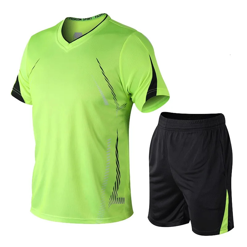 Ice silk quick drying sportswear mens summer casual shorts set mens trendy breathable sports running and fitness T-shirt 250617