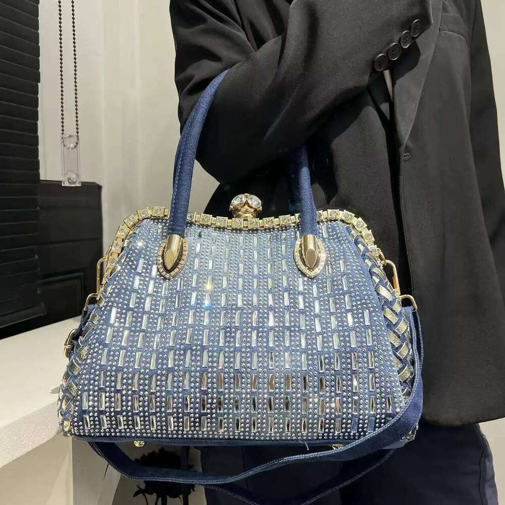 Women's Fashion Denim Elegant Handbag Large Capacity Full Dia Shoulder Crossbody Bag