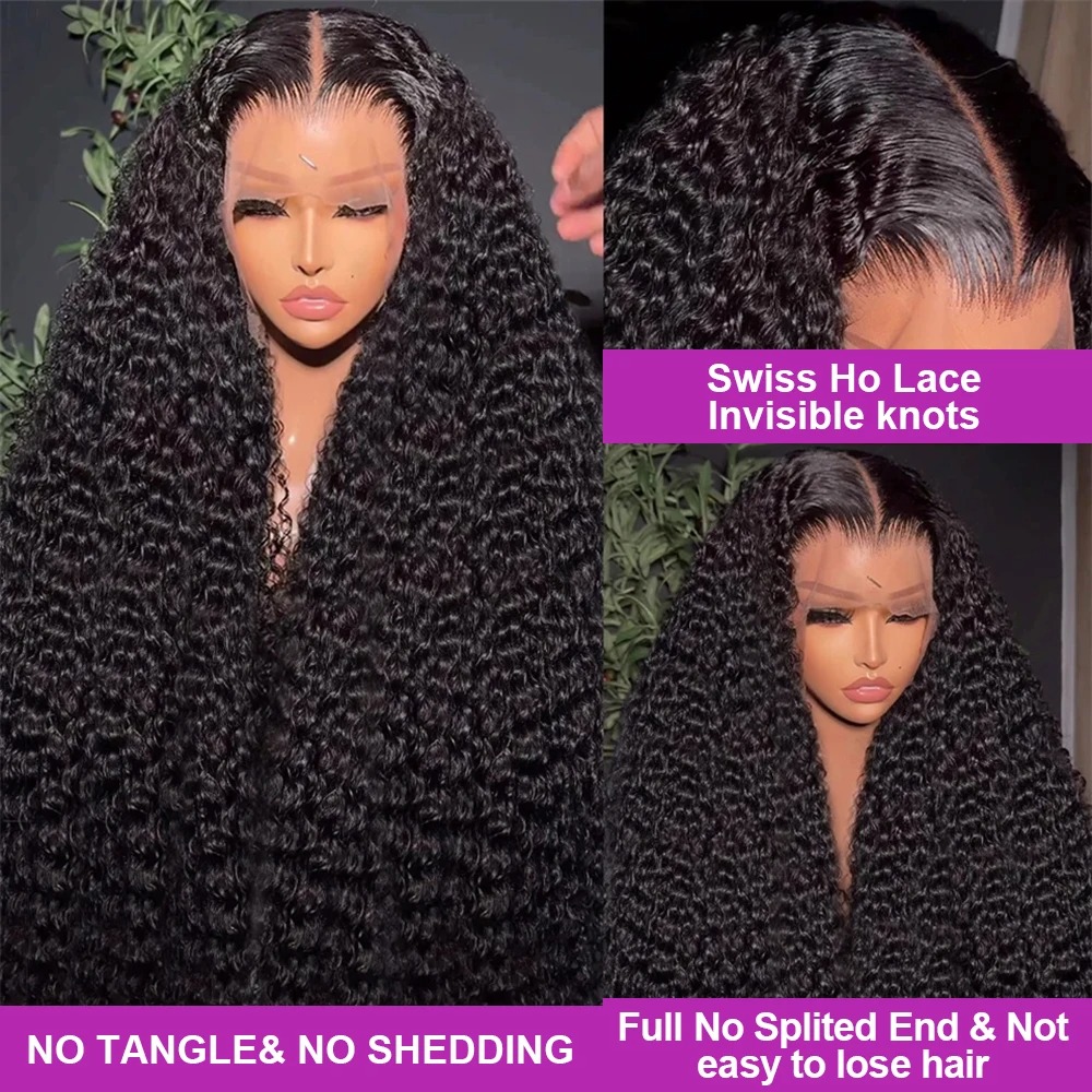 300 Density 30 36 Inch Deep Wave 13x6 HD Lace Frontal Human Hair Wig Water Curly Glueless Lace Front Wig Synthetic Human Hair For Women