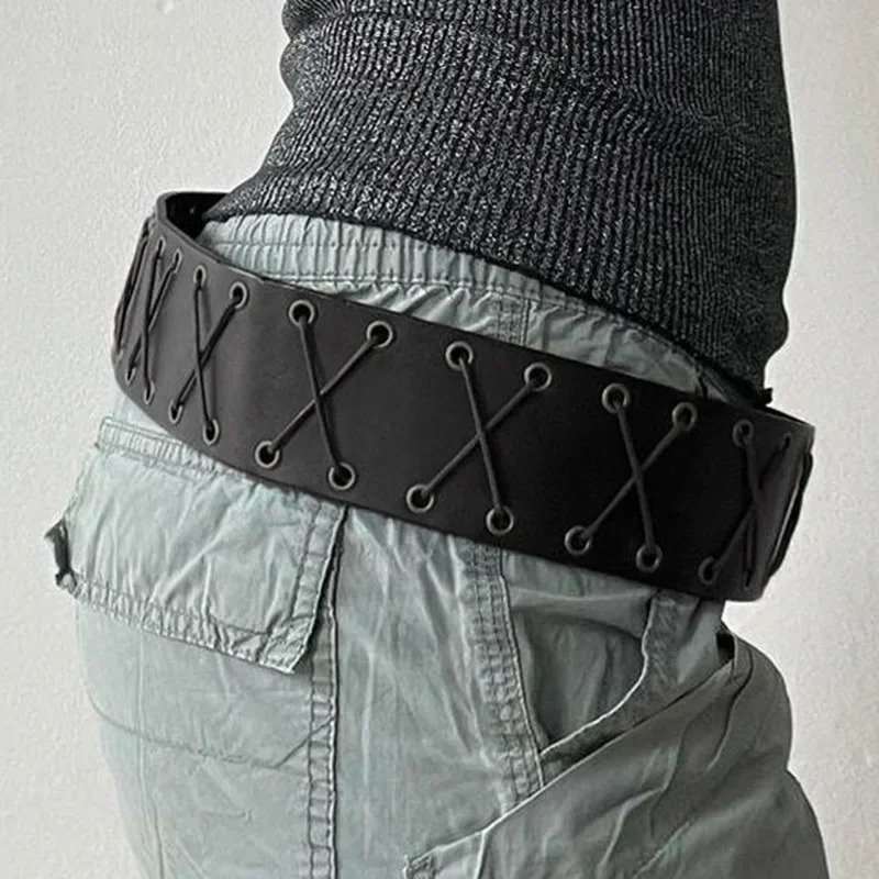 Vintage Bandage Tassels Pu Belt Y2K Hollow Out Punk WomenS Outdoor Fashion Skirts Jeans Trouser Decorative Waistband 2024 250618