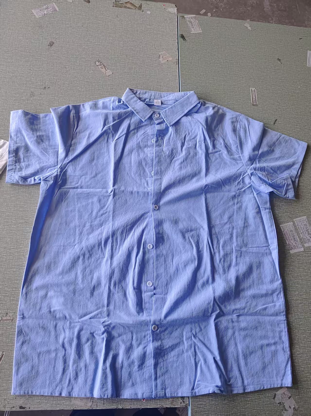 New men's linen shirt fashionable casual top retro cotton and linen short-sleeved T-shirt Henry collar short-sleeved shirt S-3XL (European Size)