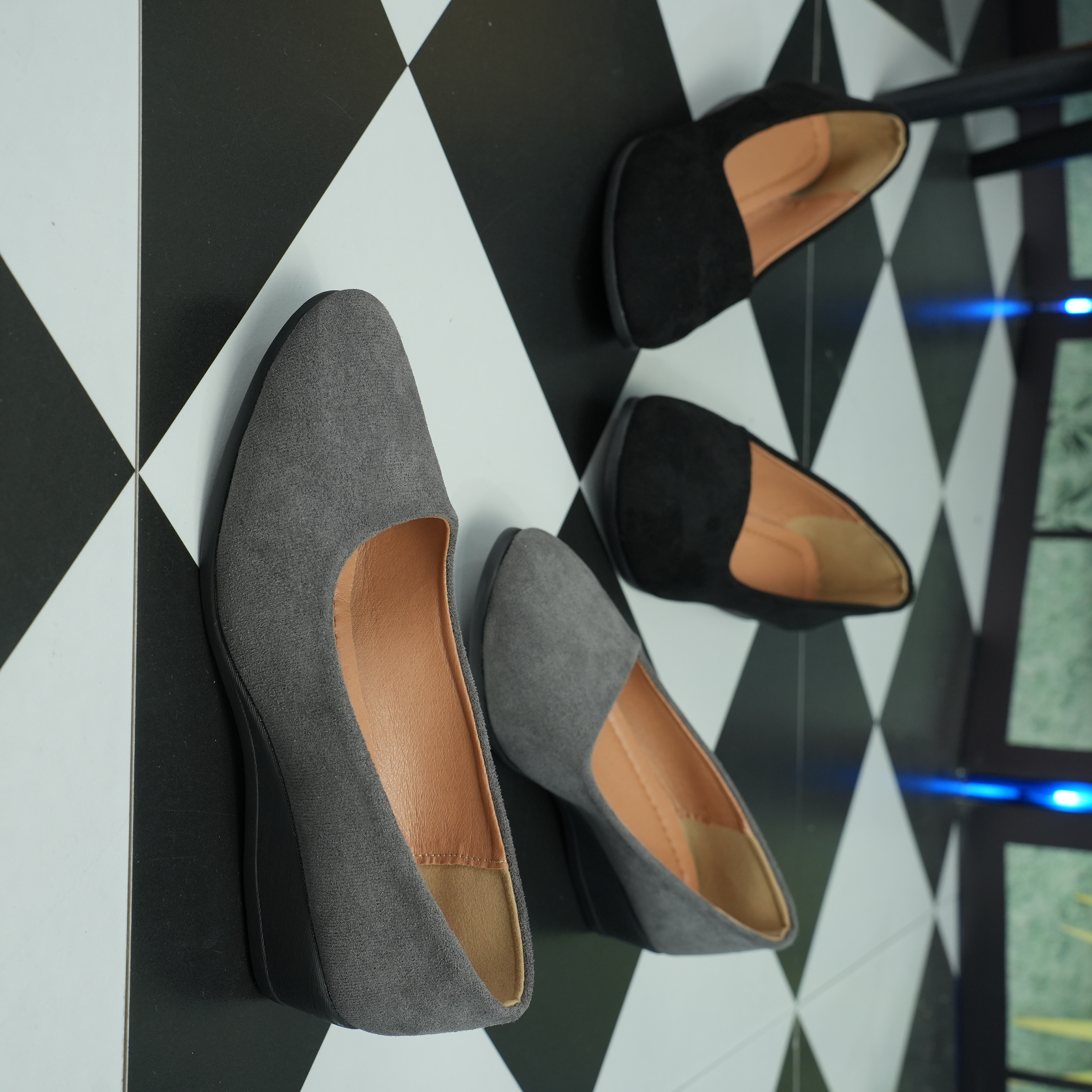222-Women's Four Seasons Classic Cloth Shoes Pumps Pumps with Round Toe Elegant Slanted Heels Work Shoes