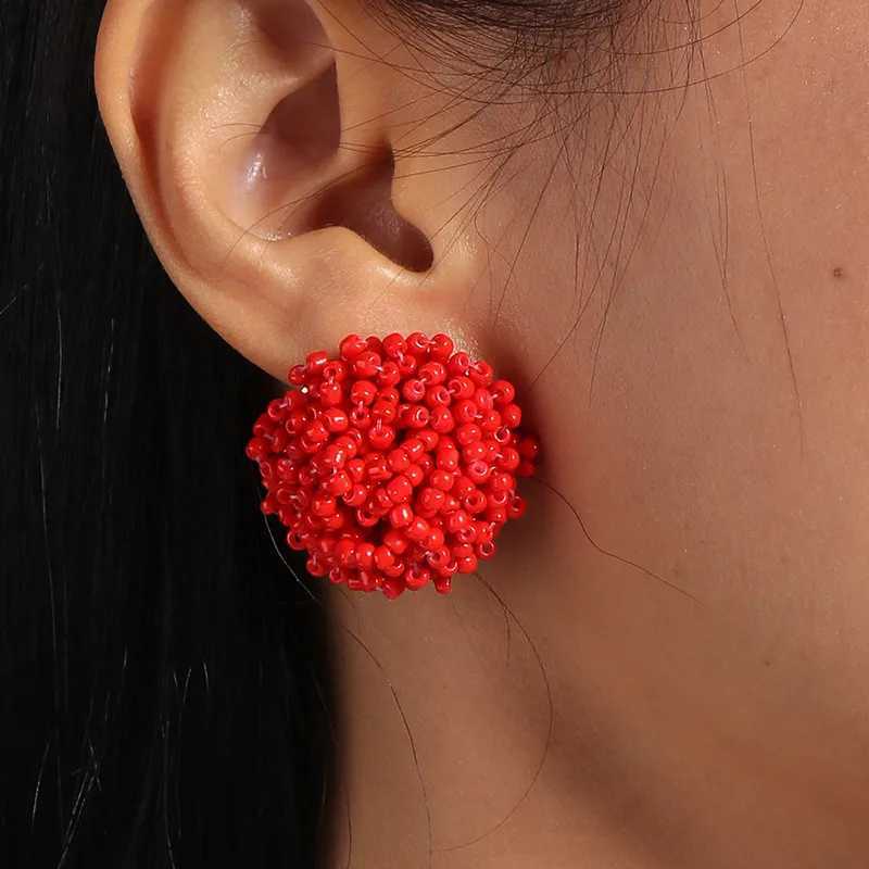 Vintage Bohemian Colorful Bead Round She Stud Earrings for Women Handmade Simple Ethnic Boho Jewelry Accessories 2023 XJ250623