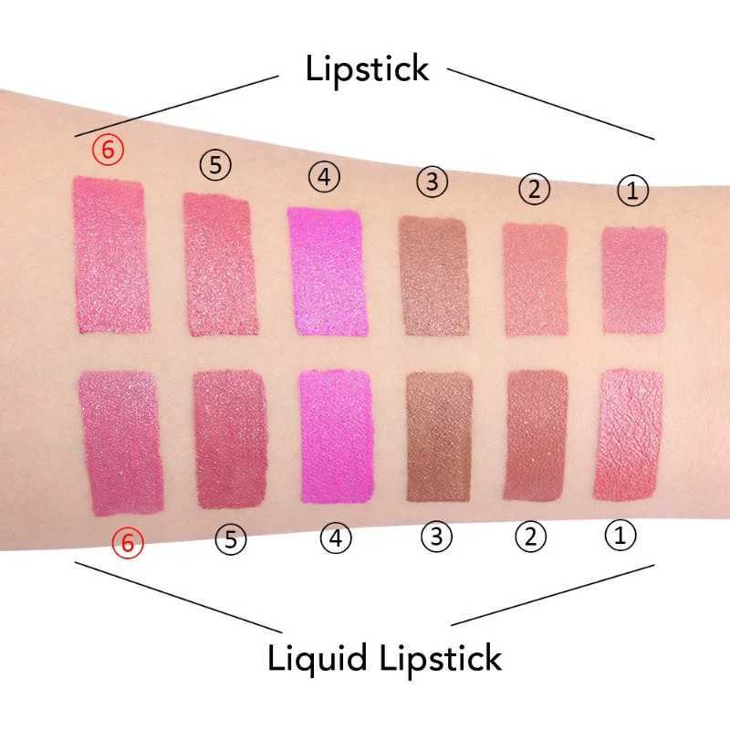 2 IN 1 Lipstick Lip Gloss Sexy Metallic Pearlescent Color Liquid Lipstick Shimmer Long-lasting Moisturizing Waterproof Makeup XJ250623
