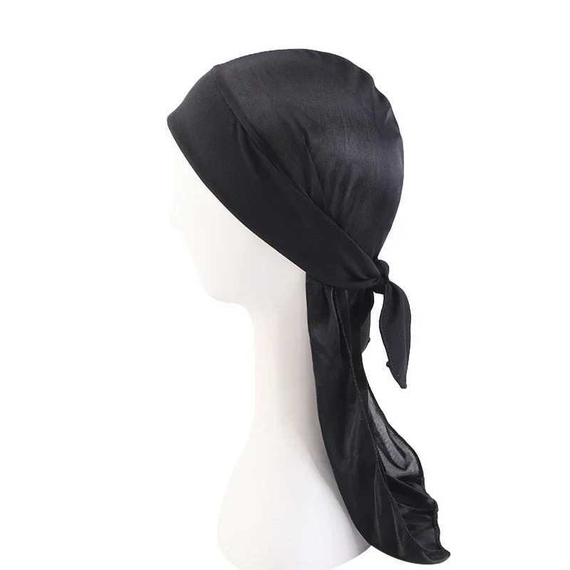 Unisex Mens Silky Durag Long Tail Silky Scarf Muslim Doo Rag Pirate Hat Durag Chemo Caps Skull Hat Turban Hair Band Bandanas M250623