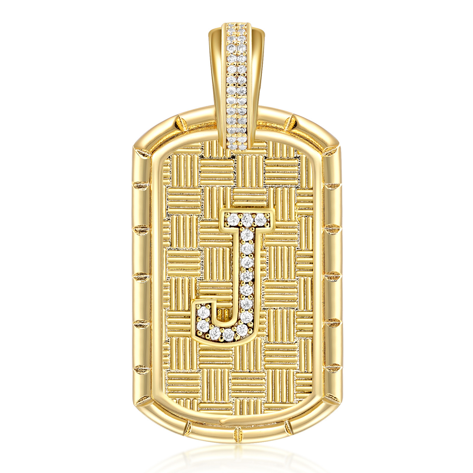 Hip Hop druzy jewelry 26 Letter Diamond Inlaid Pendant Necklace Creative Square Plate Jewelry with Personalized Design