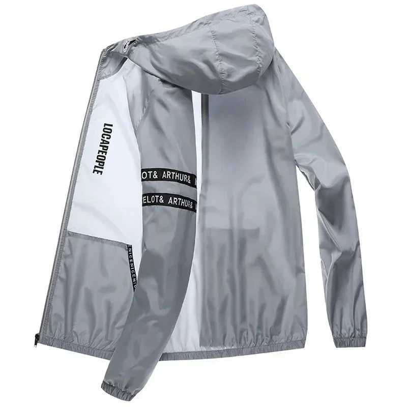 Summer Sun Protection Clothing Mens Casual Waterproof Quick-drying Bicycle Hooded Jacket Plus Size Hiking Thin Skin windbreaker W250623