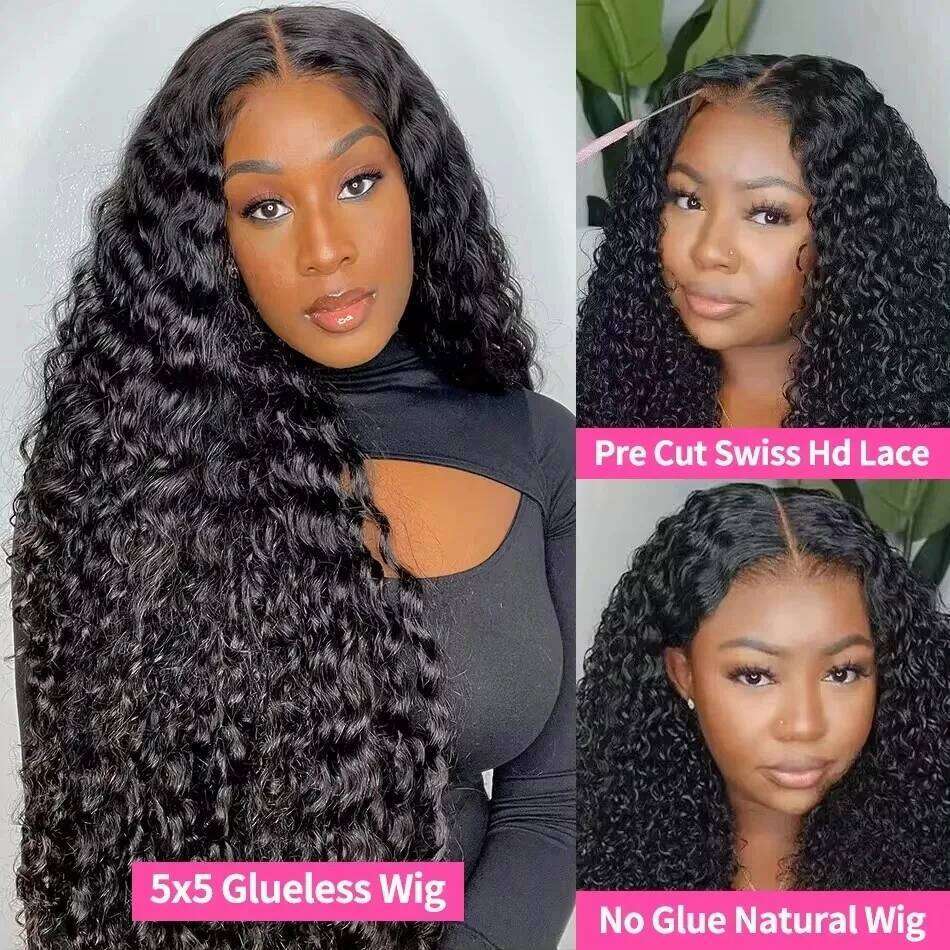 220 Density Brazilian Loose Deep Wave 5x5 Glueless Closure Ready To Wear Human Hair Wig Preplucked Curly Pre Cut HD Lace Wigs