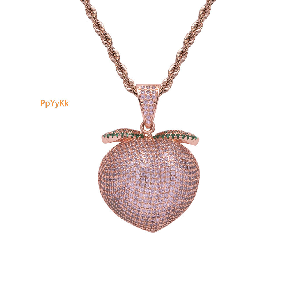Luxury Moissanite Jewelry Hip Hop Iced Out Pink Peach Pendant Pink Nightclub Style Unisex Peach Pendant Pass the diamond tester