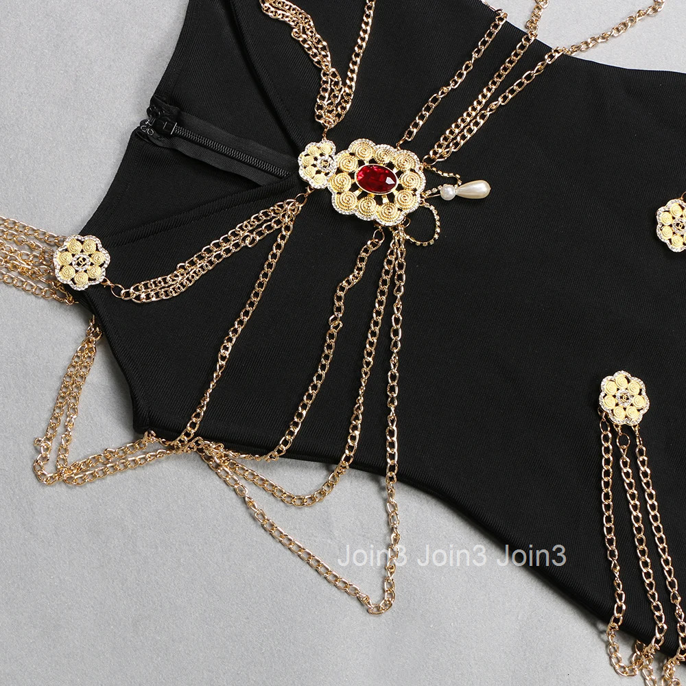2025 Hot Design Dress Black Long Sexy Golden Sling V-Neck Celebrity Bandage Dress Bodycon Evening Party Red Carpet Dress