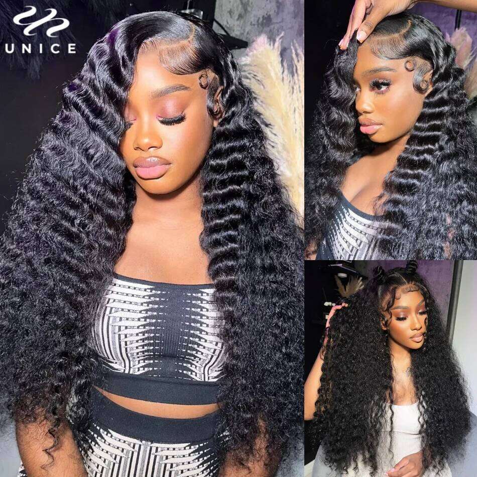 200% 250% Deep Wave 5x5 HD Wig Pre Plucked Full Human Hair Lace Wigs Match All Skin Tones
