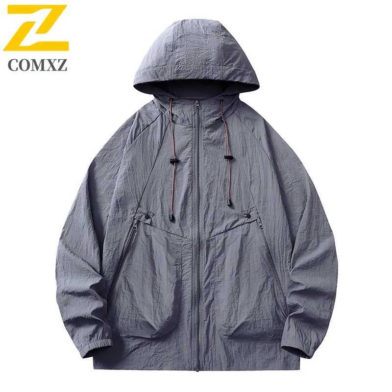 Summer Jacket Mens Casual Lightweight Breathable UPF50+ UV Hooded Coat Male Minimalist Trendy Camping Fishing Skin Windbreaker W250623