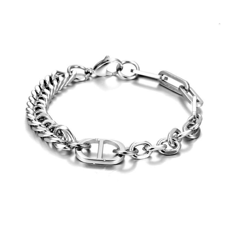 IMI Titanium Steel Bracelet for Men Trendy Ins Niche Design Unisex Accessories Minimalist Hip-Hop Jewelry YL335
