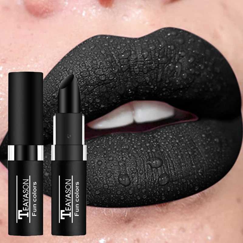 Punk Dark Wine Red Lipsticks Waterproof Easy To Color Makeup Sexy Red Lipstick Matte White Black Lip Gloss Facial Body Painting XJ250623