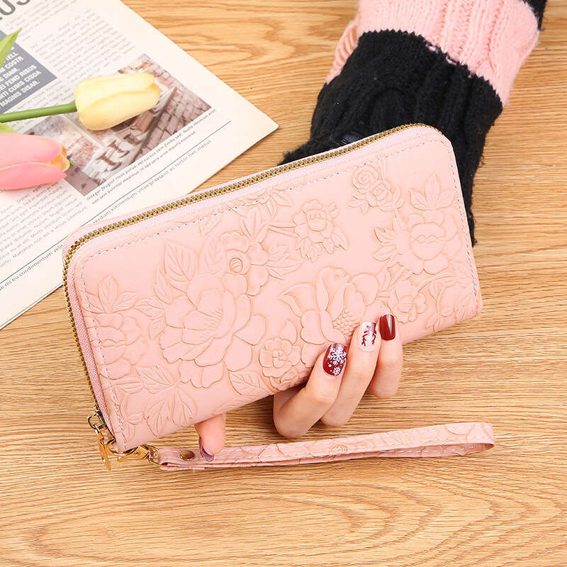 Embossed Wallet for Women, Long Zipper Fashion Design, Cash Clip, Simple Ladies' Large Capacity Card Holder, Clutch Bag