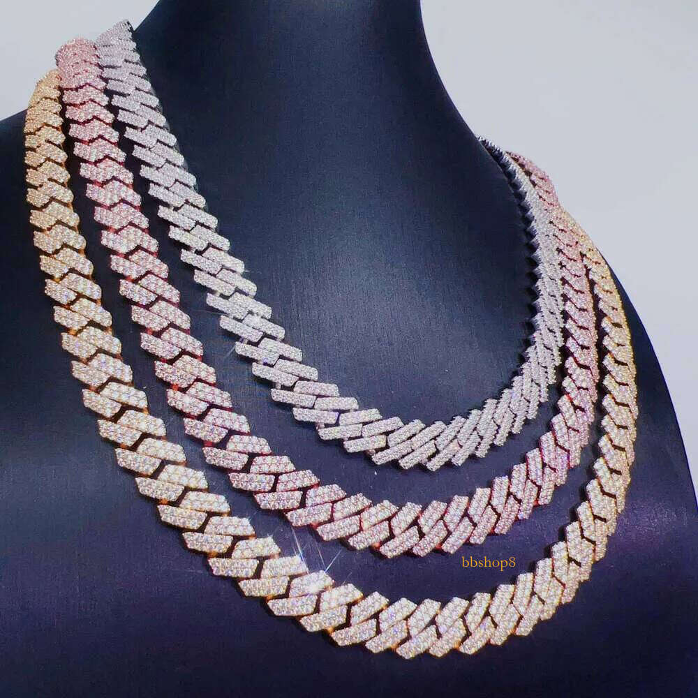 Hip Hop Fine Jewelry Sterling Sier Rose Gold Necklace 10mm Cuban Link Chain