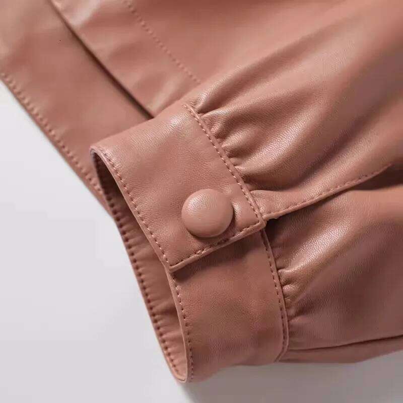 2024 Spring Autumn Women's Short Sheepskin Casual Covered Button Ladies Loose Split Leather Jacket Coats S-2Xl