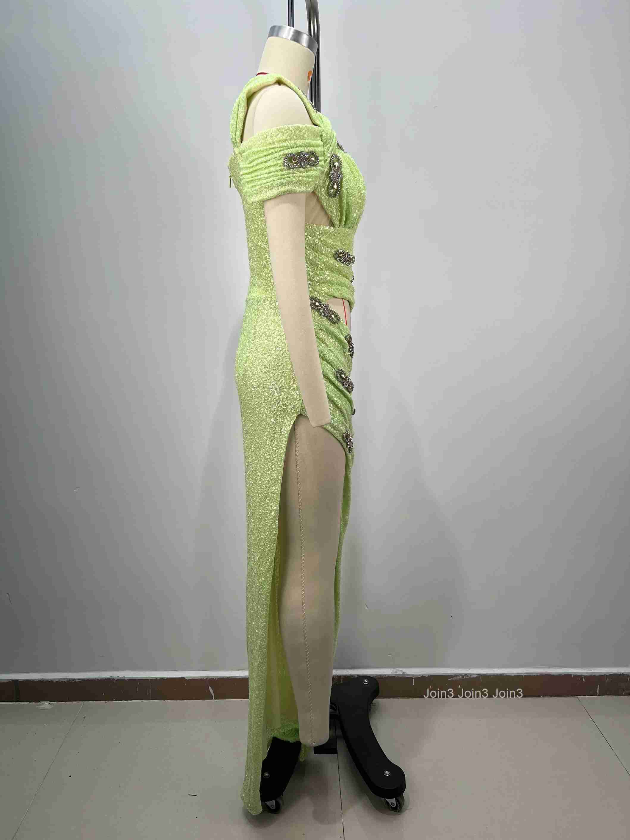 Trendy Emerald Green Sequin Evening Dress Slim Fit Ruched Trumpet Hem Gala Party Luxury Formal Gown Elegant Craftsmanship