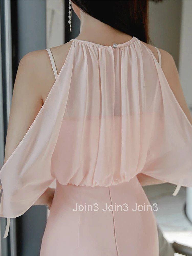 Korean Fashion Summer Elegant Women Evening Dress Formal Ladies Chic Solid Sexy Strap Slim Midi Party Prom Beach Mujer Vestidos