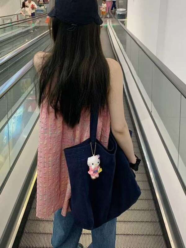 New Korean Single Shoulder for Women, Versatile Large Capacity Canvas College Student Artistic Style Class Bag, Commuter Bag