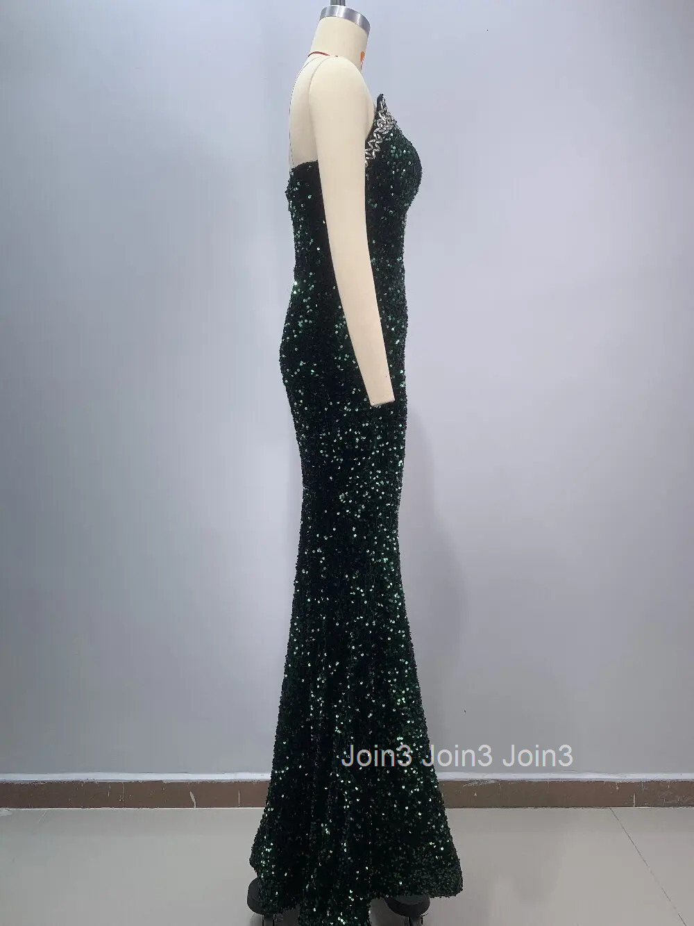 Fashion V-neck Red Carpet Host wedding Gown Chic Womens Wear Sequins Diamonds Gauze Splicing Long Trumpet Dress 72h Shipment