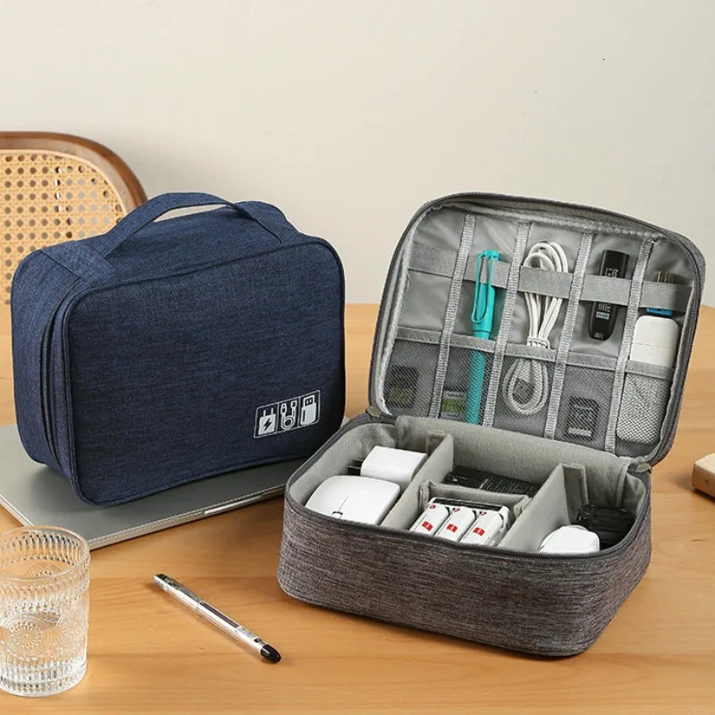 Electronic Accessory Bag Portable Travel Cable Organizer Waterproof Double Layer Phone Charger Flash Drive 250612