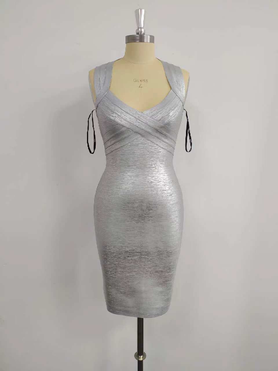 X1404 Women's simple French style gold stamping multi-color sexy bandage backless slim sleeveless mini dress