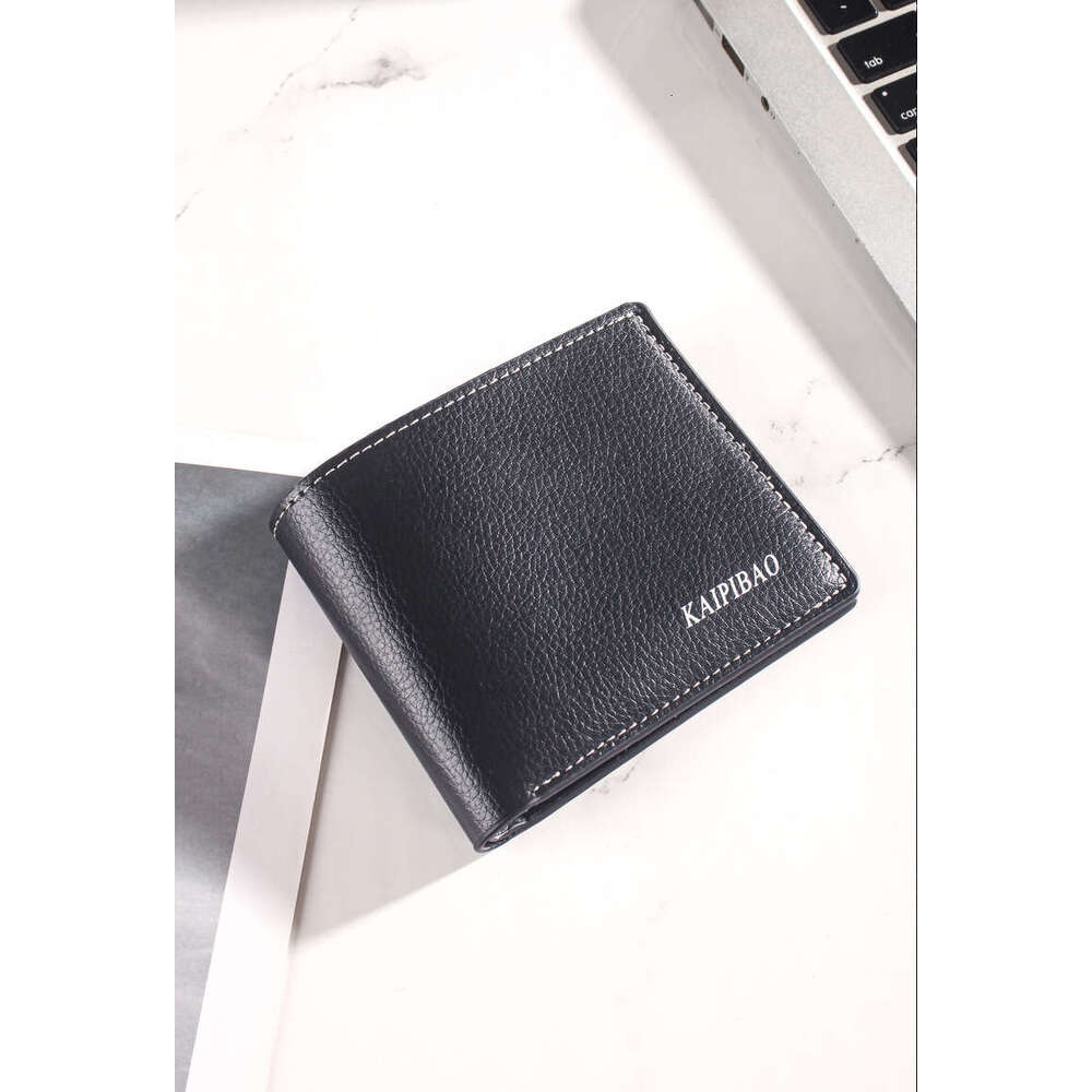 Minimalist Short Men's High-End Ultra-Light Soft Leather Korean Style Lychee Texture Wallet