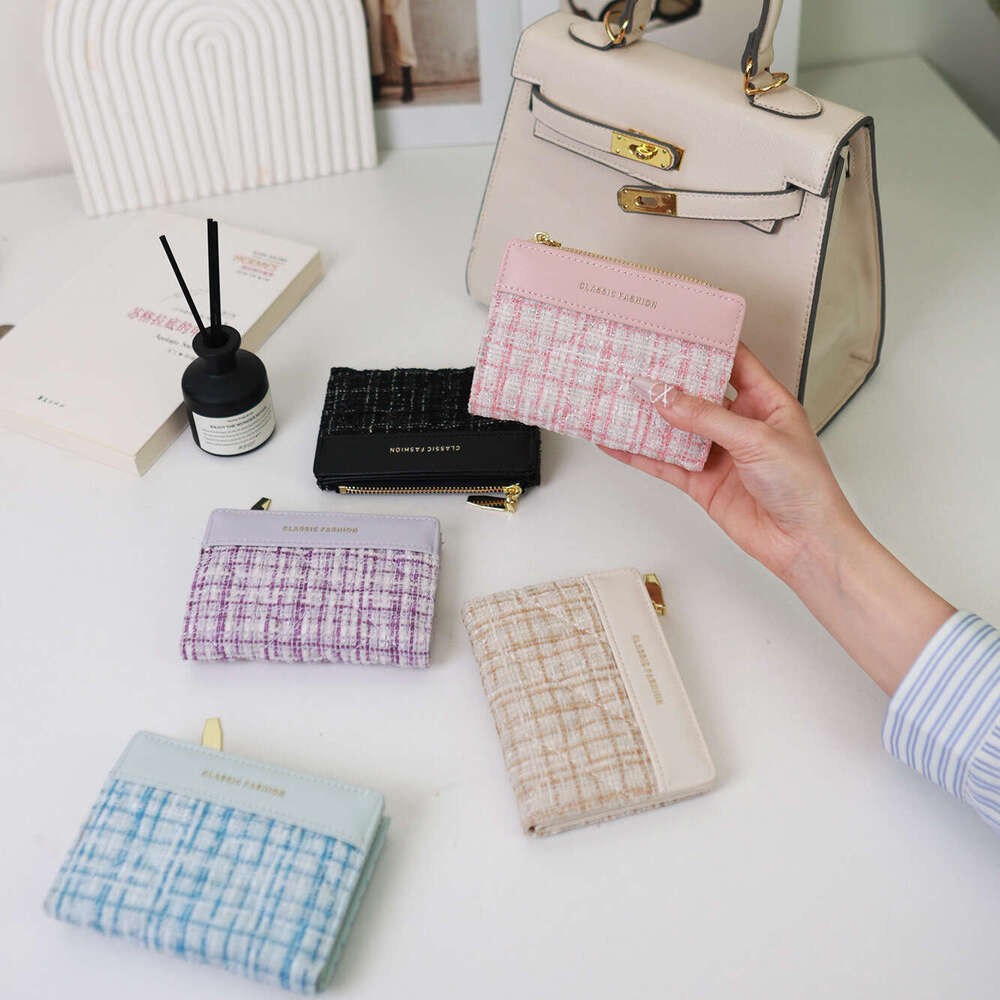 Hot Selling Small Luxury High-End Short Women's Wallet Tweed Student Handheld Coin Purse