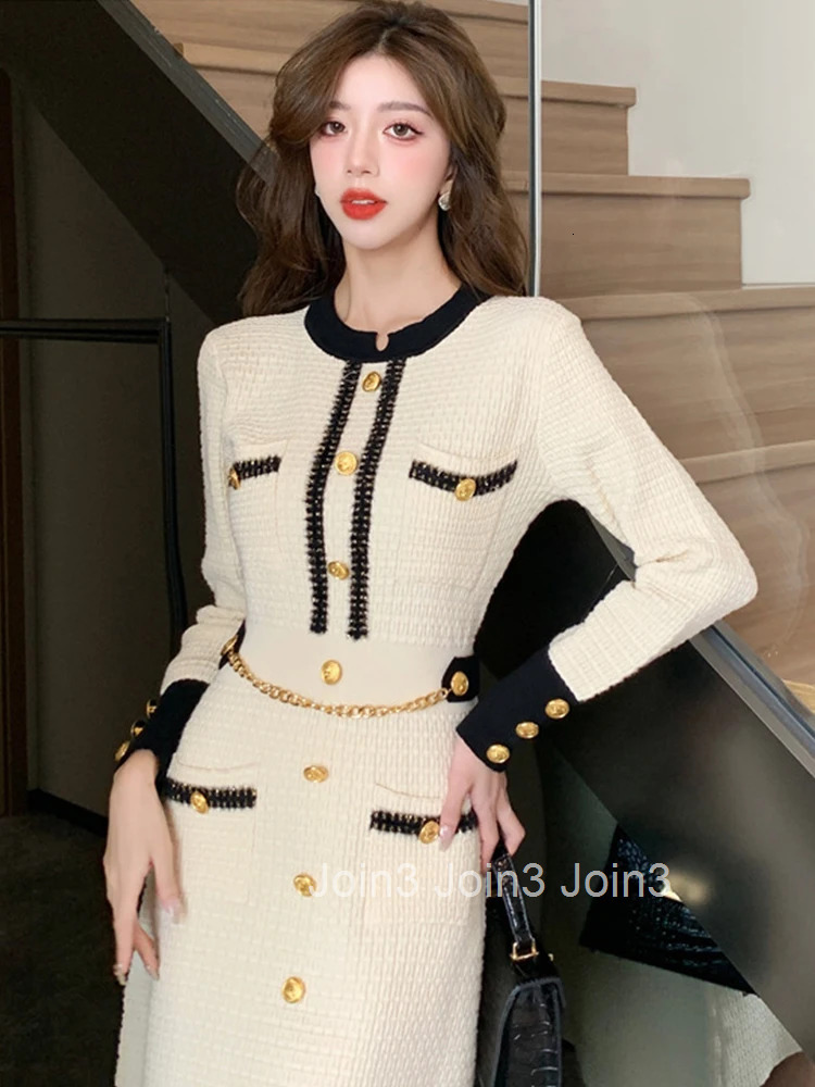 Fashion Autumn Winter Formal Knitted Short Dress Women Ladies Clothes Sweater Vintage O-Neck Skinny Mini Mujer Stretchy Vestidos