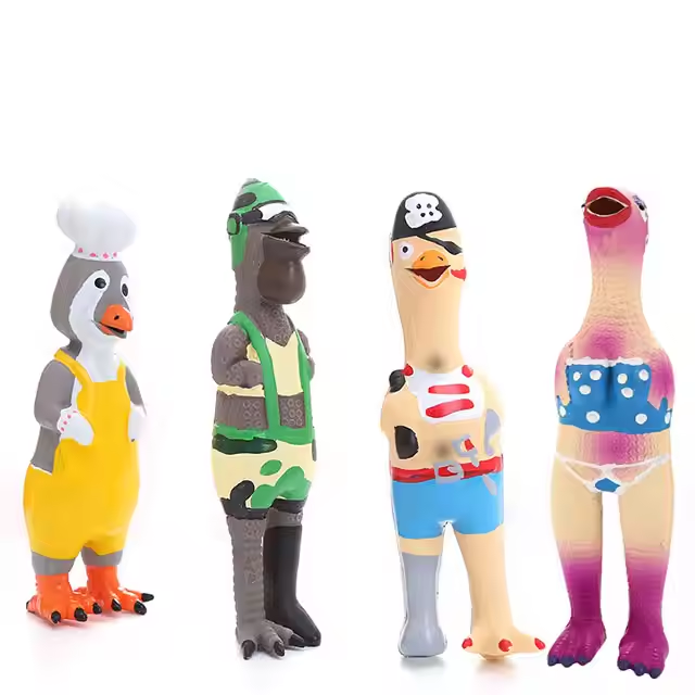Latex Chicken Squeaky Puppy Toy Interactive Pet Soft Rubber Chewy Toys for Small Medium Large Dogs Latex Screaming Pet Toys 2pcs/Pack