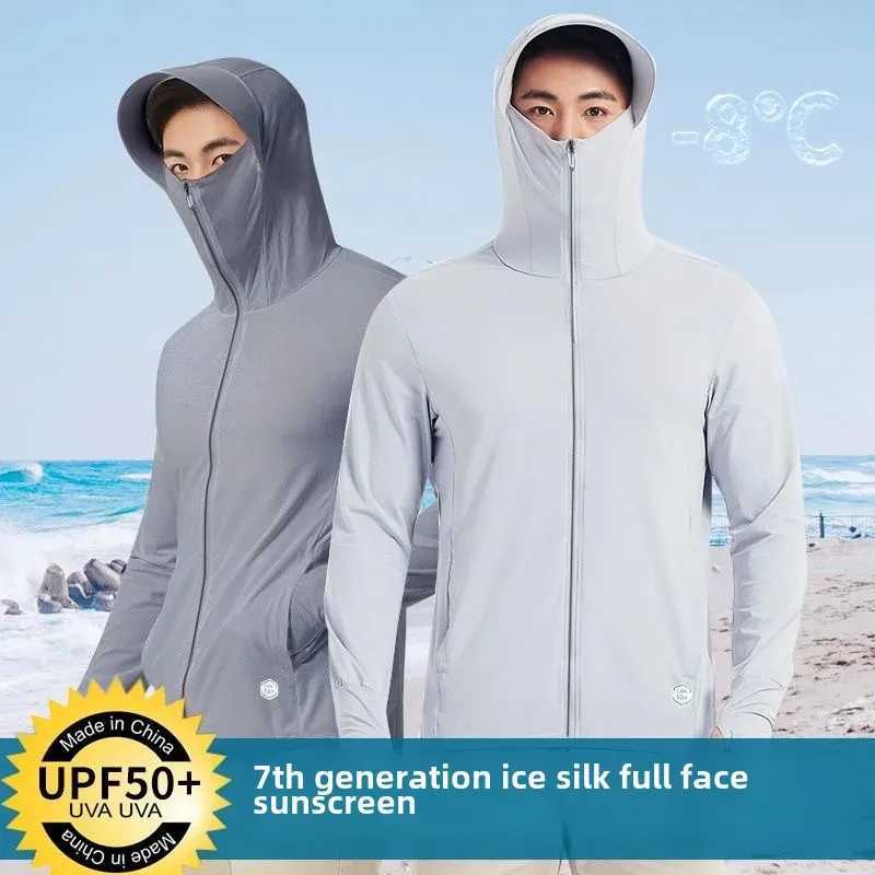 Mens Summer Ice Silk Sunscreen Clothes Ultrathin Outdoor Fishing Sun Protection Vest Wholesale Casual Thin Skin Coats W250623