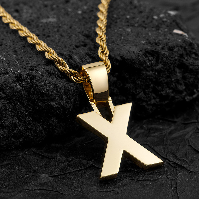 Luxury Jewelry Letter Pendant Minimalist Choker Necklace Niche Luxury Unique Cross HipHop Trendy Bling Bling Accessory