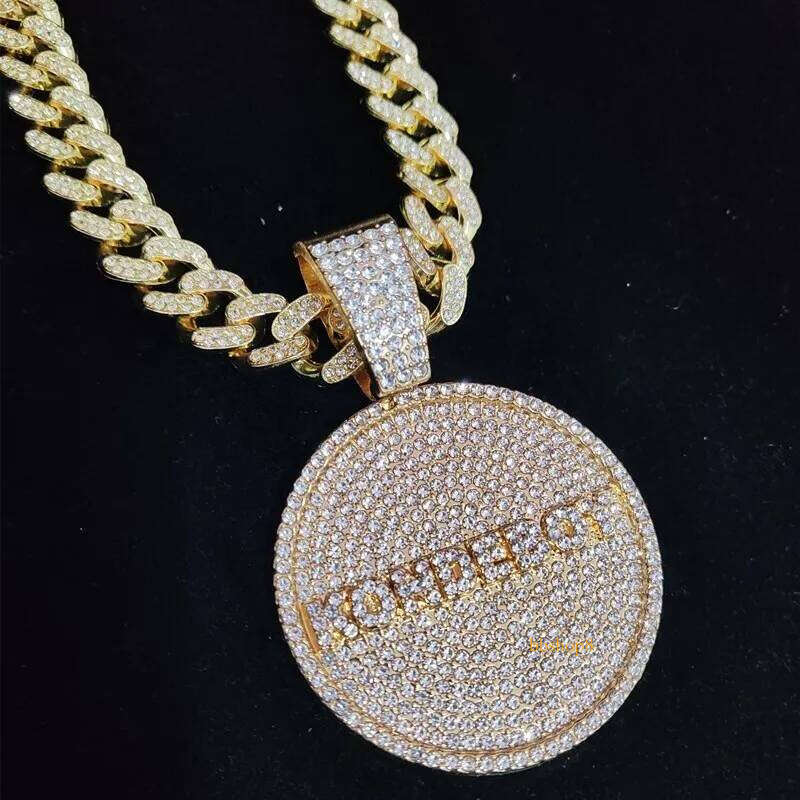 Pendant Necklaces Men Women Hip Hop KONDE BOY Letters Necklace 13mm Cuban Chain HipHop Iced Out Bling Fashion Charm Jewelry 230714