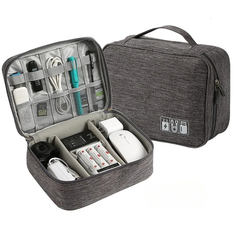 Electronic Accessory Bag Portable Travel Cable Organizer Waterproof Double Layer Phone Charger Flash Drive 250612