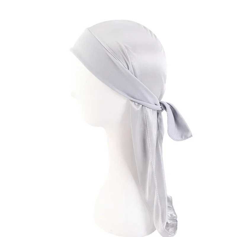 Unisex Mens Silky Durag Long Tail Silky Scarf Muslim Doo Rag Pirate Hat Durag Chemo Caps Skull Hat Turban Hair Band Bandanas M250623