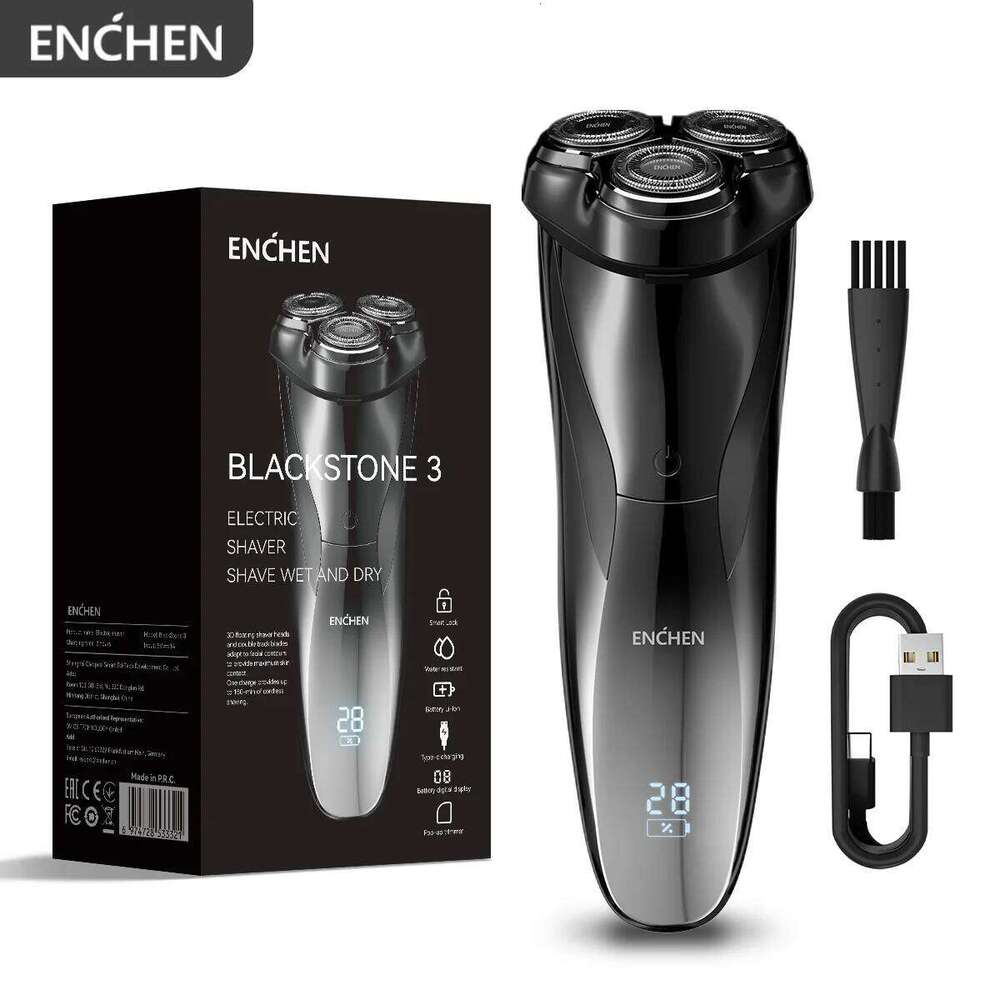 ENCHEN Blackstone3 Electric Rotary 3D Shaver 100% Waterproof With Pop-Up Precision Trimmer And Type-C Quick Charging