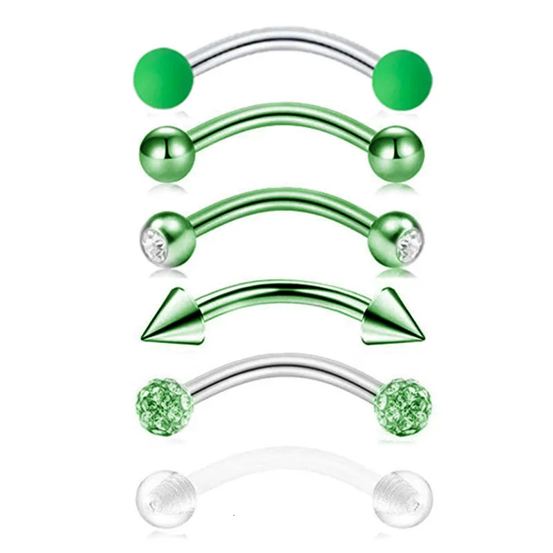 6PCS Stainless Steel Crystal Eyebrow Piercing Set 16G CZ Curved Barbell Helix Daith Lot Tongue Snake Eyes Bulk 250613