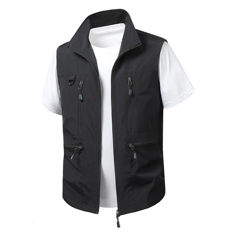 Spring Men Breathable Outdoor Sleeveless Vests Mens Tactical Sport Casual Vest Man Fish Multi Pocket Vest Waistcoat Big Size 6XL 250617